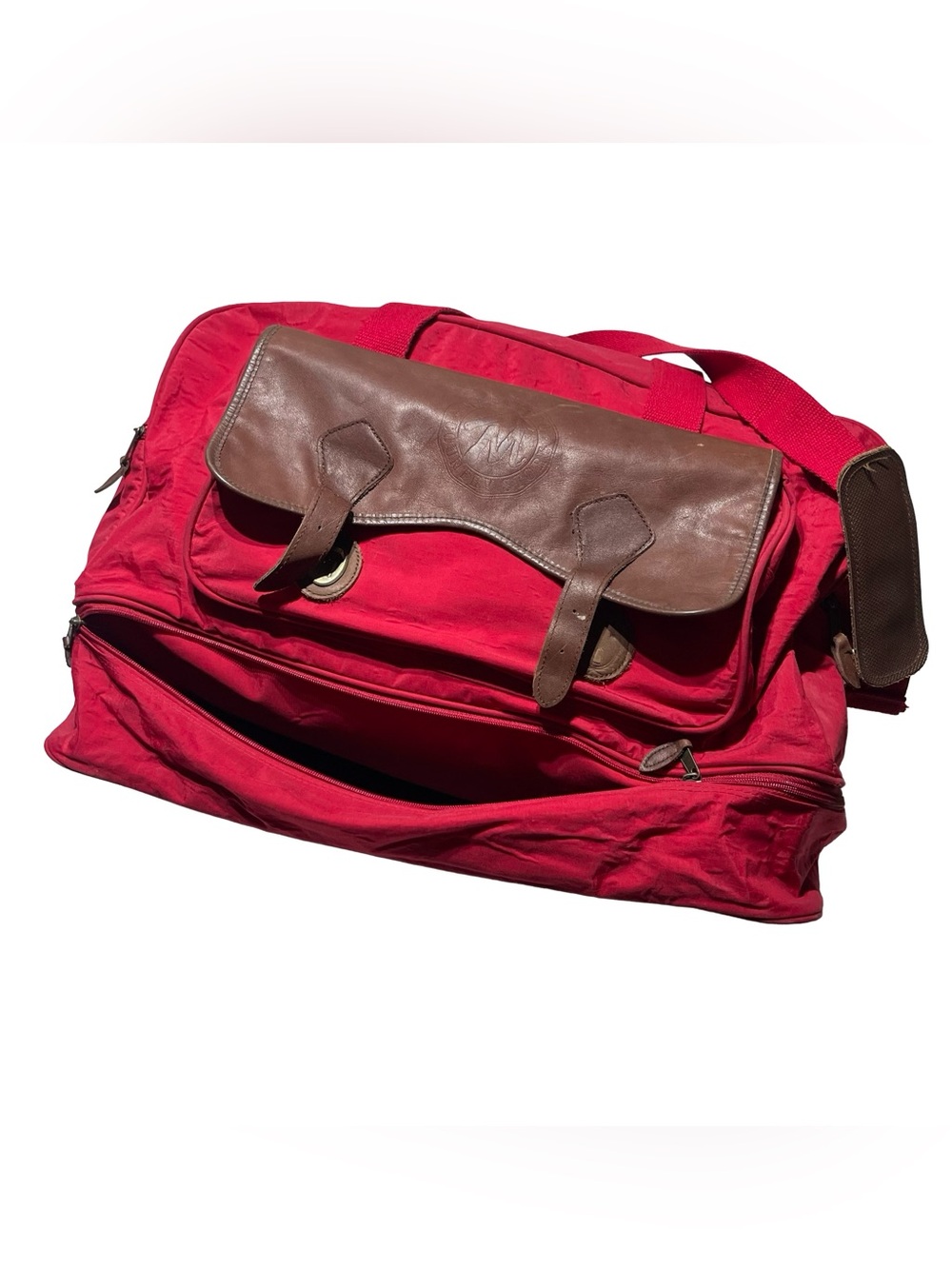 VTG 90's Marlboro Adventure Team Duffle Bag Red With Leather Accents Vintage